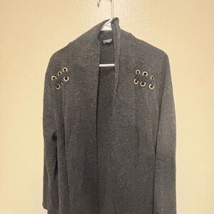 Gray Cardigan with Grommet Details